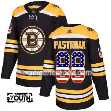 Kinder Eishockey Boston Bruins Trikot David Pastrnak 88 Adidas 2017-2018 Schwarz USA Flag Fashion Authentic